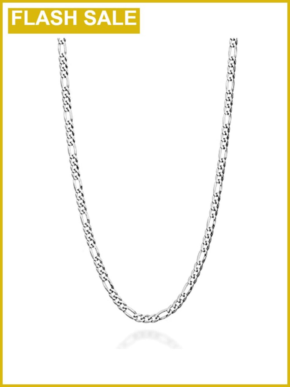Italian 925 Sterling Silver 3mm Figaro Chain Necklace